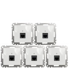 (АКЦИЯ!!! 4+1 шт.) Розетка компьютерная RJ45 кат. 5e UTP Schneider Sedna Design Белый