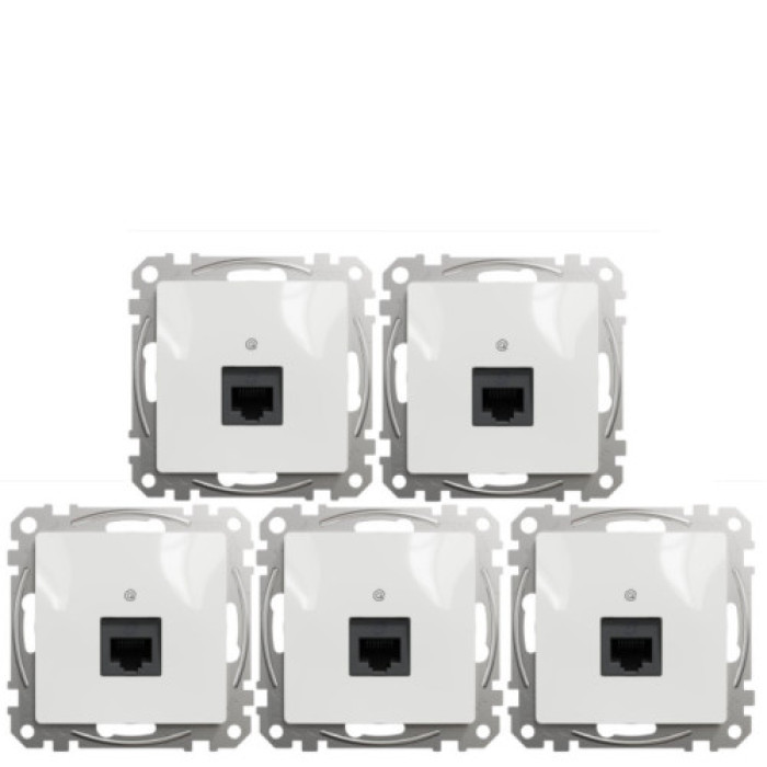 (АКЦІЯ!!! 4+1 шт.) Розетка комп'ютерна RJ45 кат. 5e UTP Schneider Sedna Design Білий