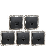 (АКЦІЯ!!! 4+1 шт.) Розетка комп'ютерна RJ45 кат. 5e UTP Schneider Sedna Design Чорний