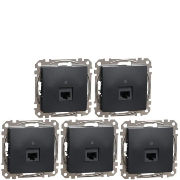 (АКЦИЯ!!! 4+1 шт.) Розетка компьютерная RJ45 кат. 5e UTP Schneider Sedna Design Черный