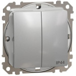 Двохклавішний вимикач IP44 10А-250В Алюміній Sedna Design SDD213105