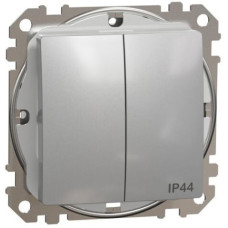 Двохклавішний вимикач IP44 10А-250В Алюміній Sedna Design SDD213105
