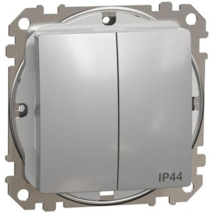 Двохклавішний вимикач IP44 10А-250В Алюміній Sedna Design SDD213105
