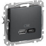 Розетка USB тип A+C 3A 45Вт Schneider Sedna Design Черный