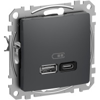 Розетка USB тип A+C 3A 45Вт Schneider Sedna Design Черный