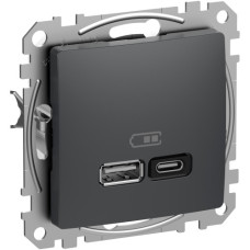 Розетка USB тип A+C 3A 45Вт Schneider Sedna Design Черный