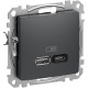 Розетка USB тип A+C 3A 45Вт Schneider Sedna Design Чорний
