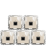 (АКЦІЯ!!! 4+1 шт.) Розетка комп'ютерна RJ45 кат. 5e UTP Schneider Sedna Design Бежевий