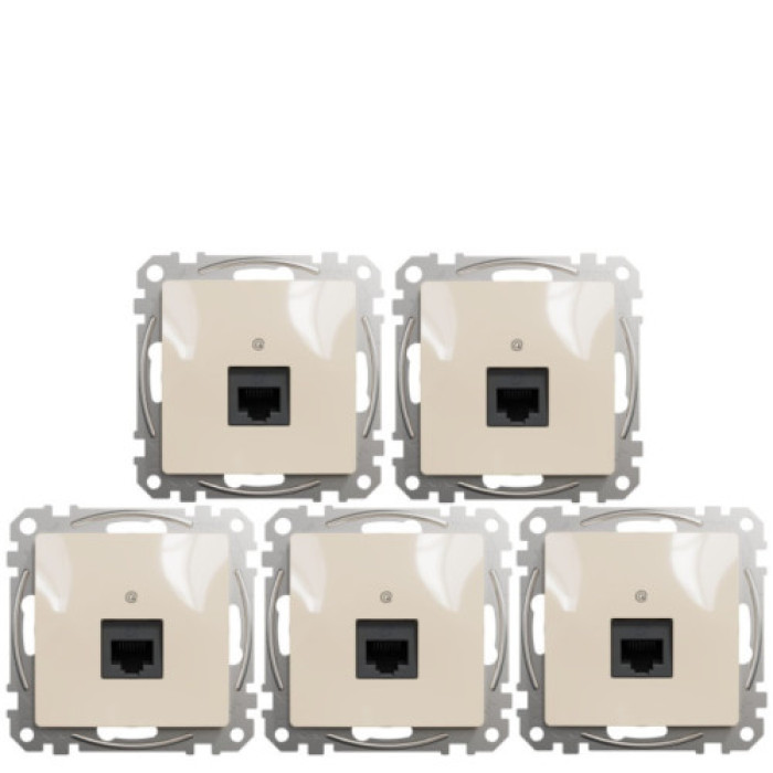 (АКЦИЯ!!! 4+1 шт.) Розетка компьютерная RJ45 кат. 5e UTP Schneider Sedna Design Бежевый