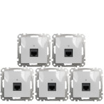 (АКЦИЯ!!! 4+1 шт.) Розетка компьютерная RJ45 кат. 5e UTP Schneider Sedna Design Алюминий