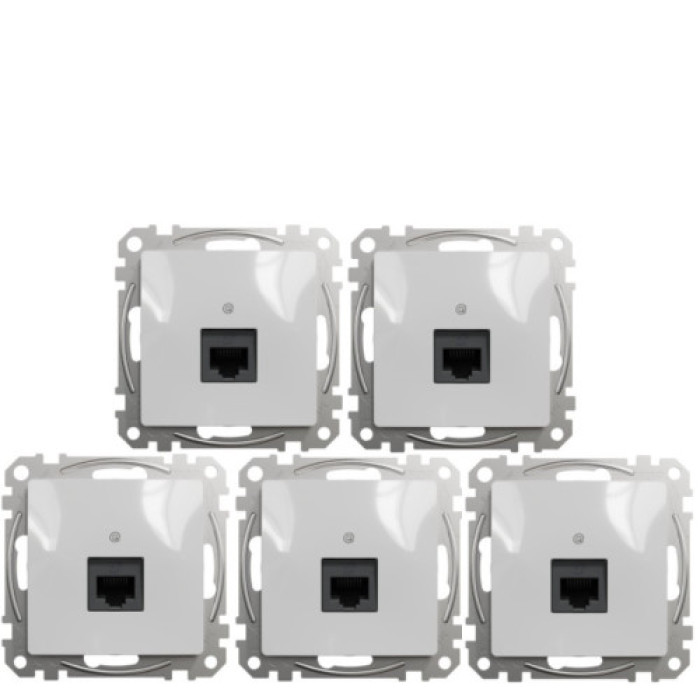 (АКЦІЯ!!! 4+1 шт.) Розетка комп'ютерна RJ45 кат. 5e UTP Schneider Sedna Design Алюміній