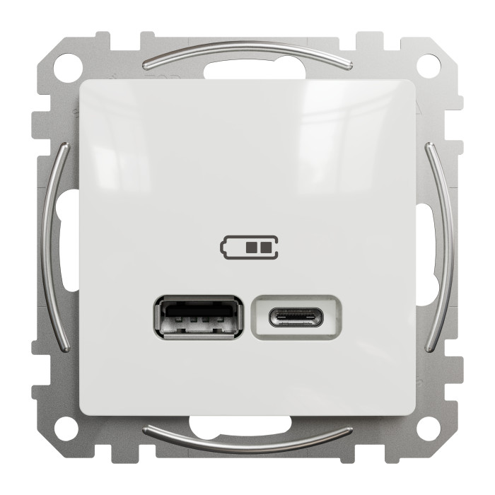 Розетка USB тип A+C 3A 21Вт Schneider Sedna Design Білий