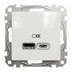 Розетка USB тип A+C 3A 21Вт Schneider Sedna Design Білий