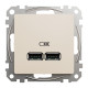 Розетка USB тип A+A 2,1A Schneider Sedna Design Бежевый