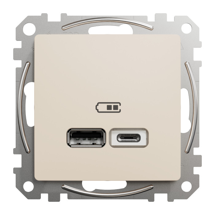 Розетка USB тип A+C 3A 21Вт Schneider Sedna Design Бежевий