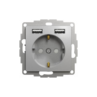 Розетка с заземлением + 2 USB тип Schneider Sedna Design Алюминий