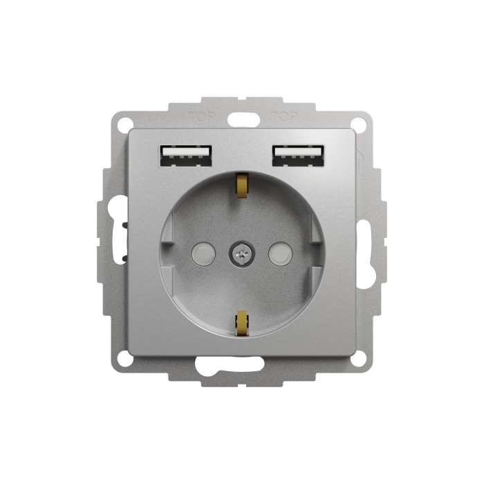 Розетка з зазем. + 2 USB тип А Schneider Sedna Design Алюміній
