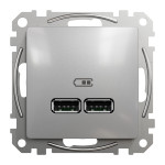 Розетка USB тип A+A 2,1A Schneider Sedna Design Алюминий