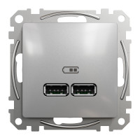 Розетка USB тип A+A 2,1A Schneider Sedna Design Алюминий