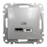 Розетка USB тип A+C 2,4A Schneider Sedna Design Алюміній