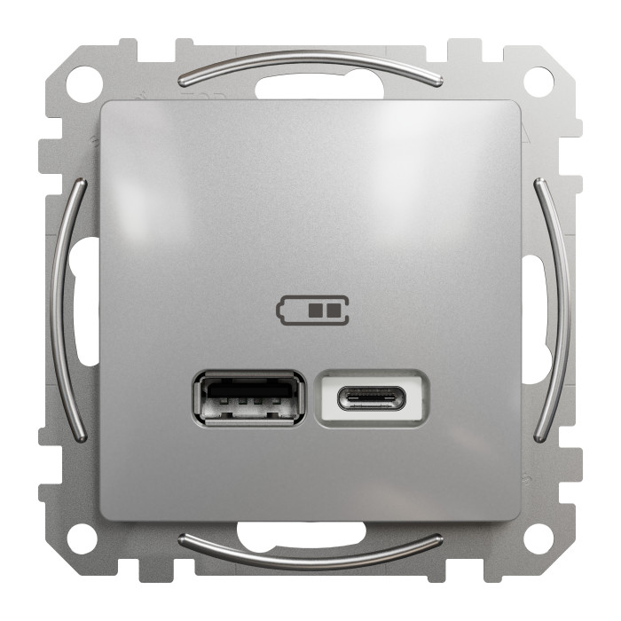Розетка USB тип A+C 2,4A Schneider Sedna Design Алюміній