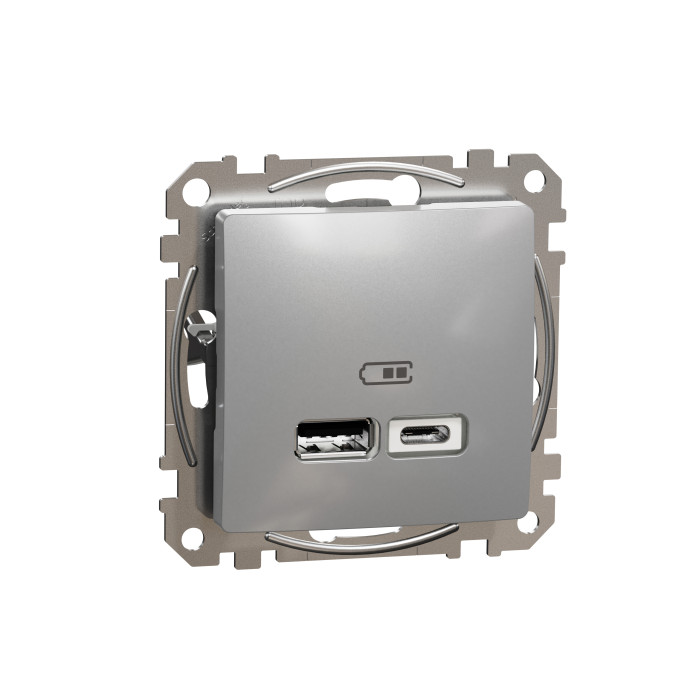 Розетка USB тип A+C 2,4A Schneider Sedna Design Алюміній