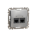 Розетка компъютерная двойная RJ45 кат. 5е UTP Schneider Sedna Design Алюминий