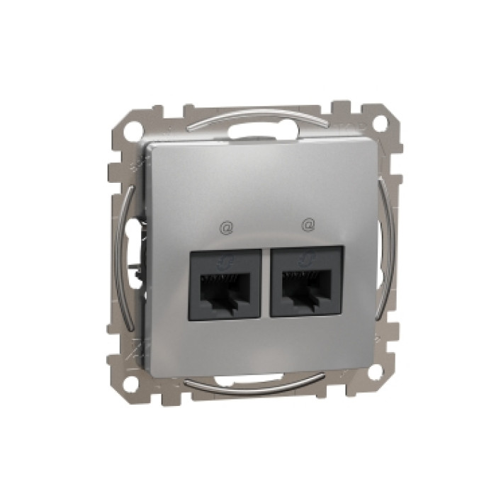 Розетка компъютерная двойная RJ45 кат. 5е UTP Schneider Sedna Design Алюминий