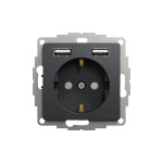 Розетка з зазем. + 2 USB тип А Schneider Sedna Design Чорний