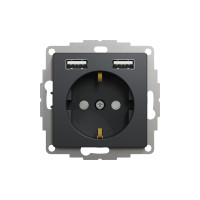 Розетка с заземлением + 2 USB тип Schneider Sedna Design Черный