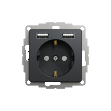 Розетка с заземлением + 2 USB тип Schneider Sedna Design Черный
