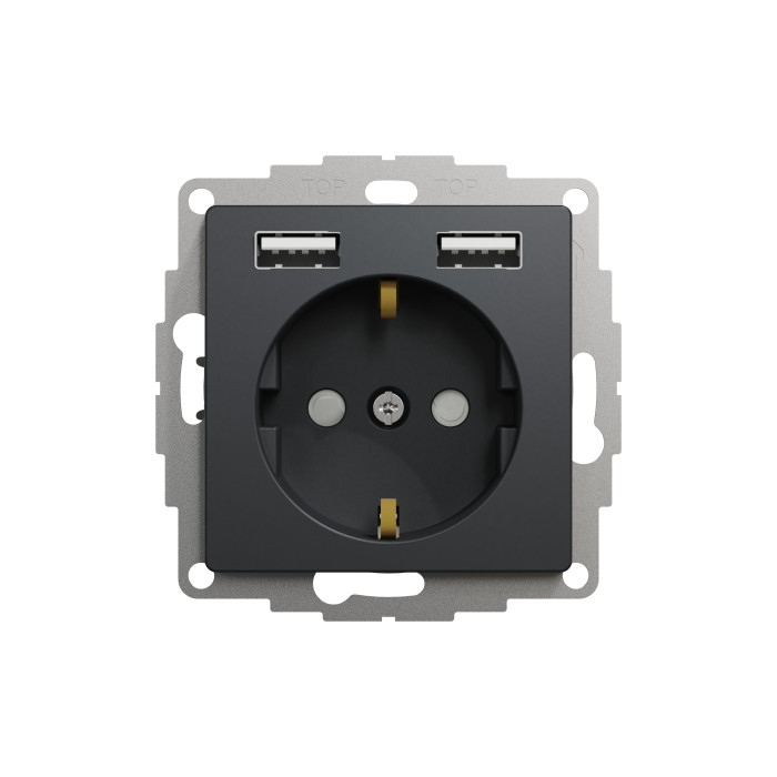 Розетка з зазем. + 2 USB тип А Schneider Sedna Design Чорний