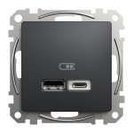 Розетка USB тип A+C 2,4A Schneider Sedna Design Черный