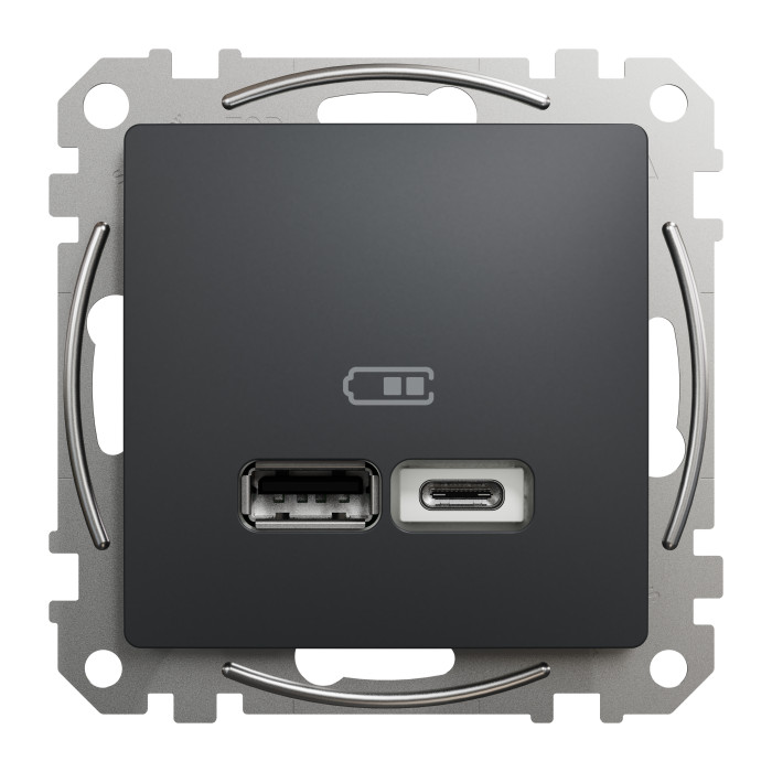 Розетка USB тип A+C 2,4A Schneider Sedna Design Чорний