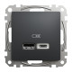 Розетка USB тип A+C 2,4A Schneider Sedna Design Чорний