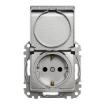 Розетка з зазем., шторк. та кришкою Schneider Sedna Elements матовий Алюміній