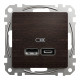 Розетка USB тип A+C 2,4A Schneider Sedna Elements штучне дерево Венге