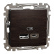 Розетка USB тип A+C 2,4A Schneider Sedna Elements штучне дерево Венге