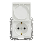 Розетка с зазем., шторк. и крышкой IP44 Schneider Sedna Design Белый