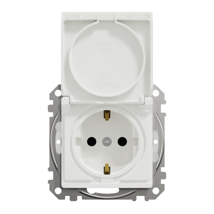 Розетка с зазем., шторк. и крышкой IP44 Schneider Sedna Design Белый