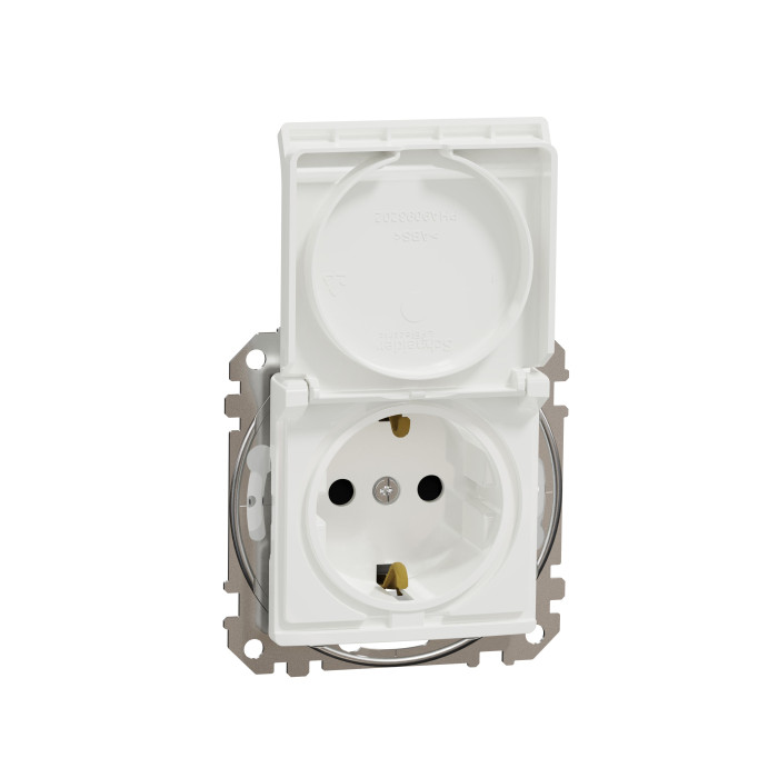 Розетка с зазем., шторк. и крышкой IP44 Schneider Sedna Design Белый