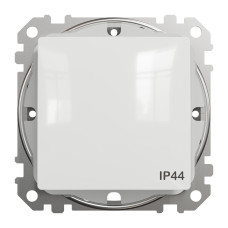 Переключатель 1-клавишный проходной IP44 Schneider Sedna Design Белый