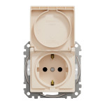 Розетка з зазем. зі шторками та кришкою IP44 Schneider Sedna Design Бежевий