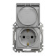 Розетка с зазем., шторк. и крышкой IP44 Schneider Sedna Design Алюминий
