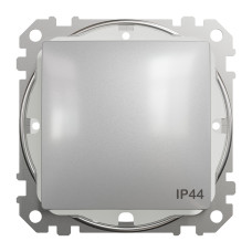 Переключатель 1-клавишный проходной IP44 Schneider Sedna Design Алюминий