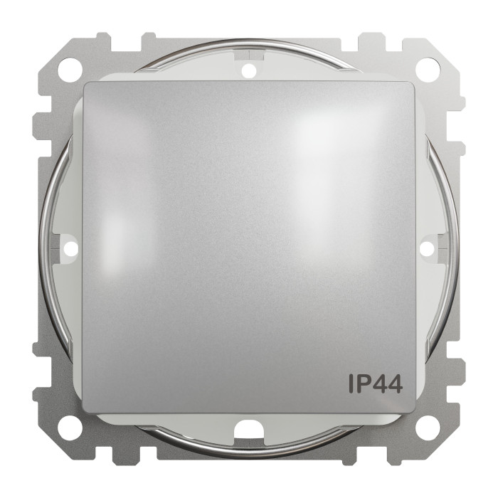 Перемикач 1-клавішний прохідний IP44 Schneider Sedna Design Алюміній