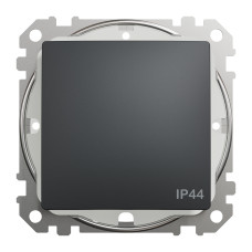 Переключатель 1-клавишный проходной IP44 Schneider Sedna Design Черный