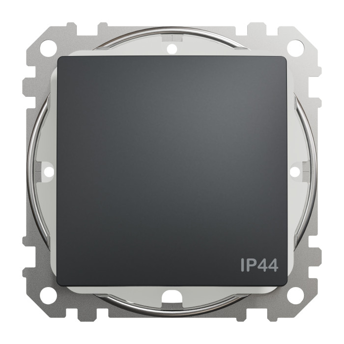 Переключатель 1-клавишный проходной IP44 Schneider Sedna Design Черный
