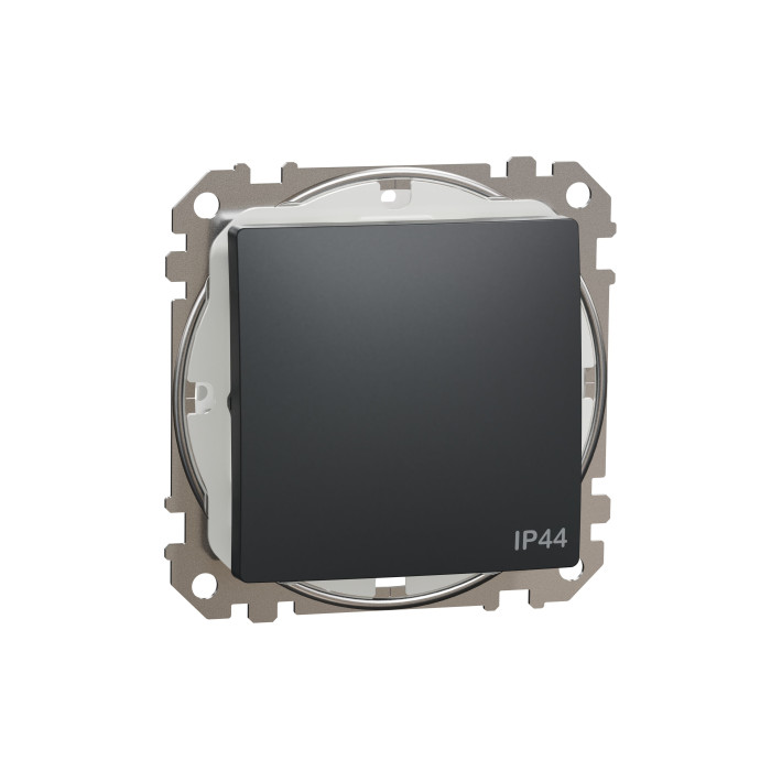 Переключатель 1-клавишный проходной IP44 Schneider Sedna Design Черный