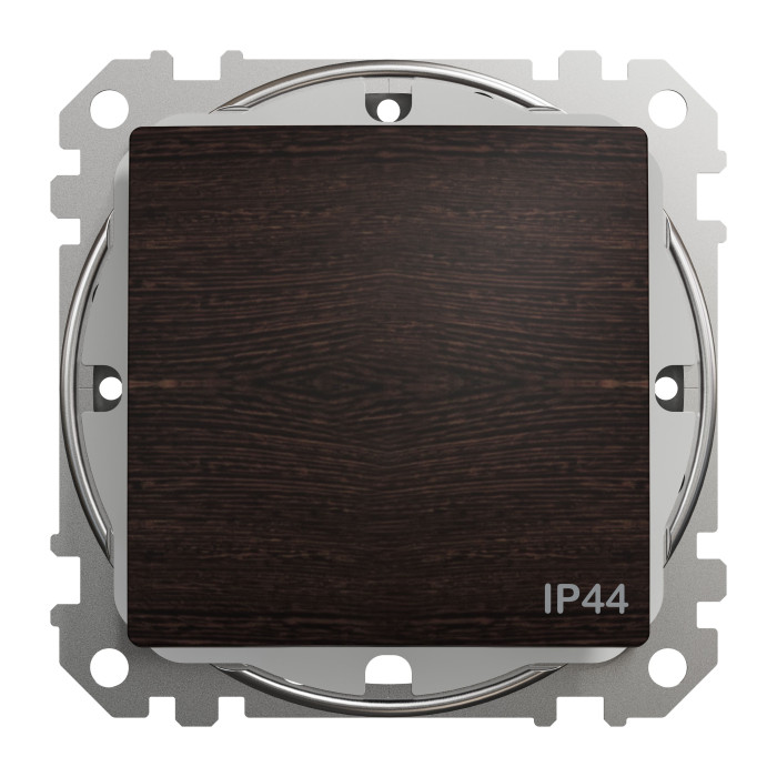 Перемикач 1-клавішний прохідний IP44 Schneider Sedna Element штучне дерево Венге